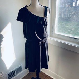 Guess Black Drop Waist Single Shoulder Mini Dress